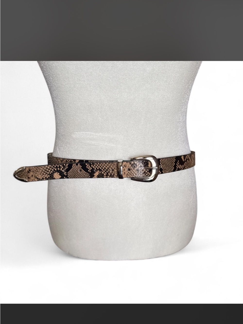 Nine West Snake Print Leather Waist Belt - Brown